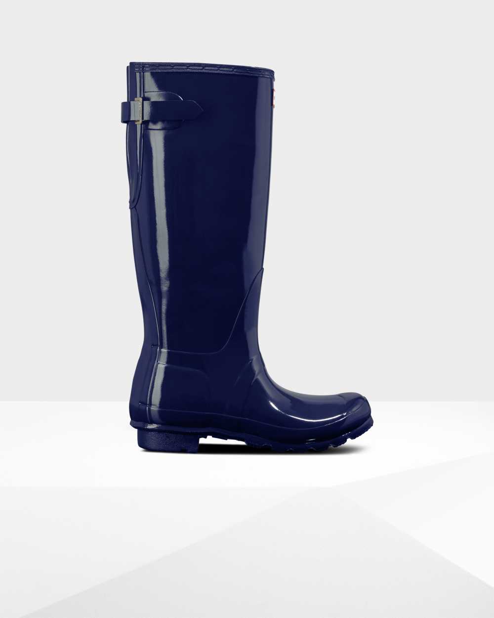 Womens Hunter Original Tall Back Adjustable Gloss Rain Boots Blue | JWYCPF-150